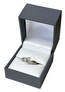 14K White Gold Diamond Ever US Engagement Wedding Ring Bypass .50ctw Size 5.5 - Picture 1 of 15