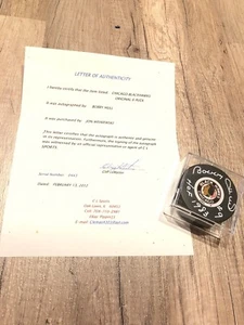 Bobby Hull HOF 1983 Chicago Black Hawks Blackhawks Original 6 Signed Puck COA - Picture 1 of 5