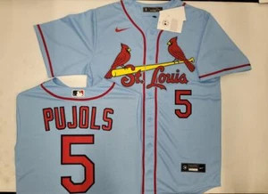 30516 ST LOUIS CARDINALS Pujols Smith Throwback Vintage 100% Real BLUE NWT - Picture 1 of 14