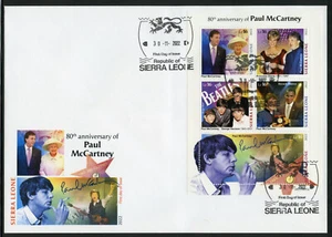 Sierra Leona 2022 80th Anniversary Of Paul Mccartney Hoja Primer Día Cubierta - Imagen 1 de 1