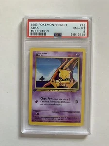 French Base Abra 43/102 Graded Pokemon Card - PSA 8 1st Edition - Picture 1 of 2