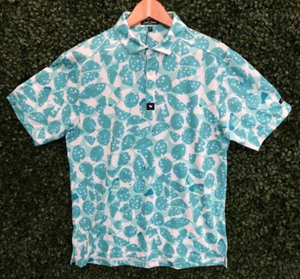 Bad Birdie Bam Bam Performance Golf Teal Baby Blue Polo Shirt Men Size XL NEW - Picture 1 of 10