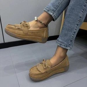 Mocasines retro con borlas sin cordones punta redonda informales plataforma plana zapatos para conducir - Imagen 1 de 11