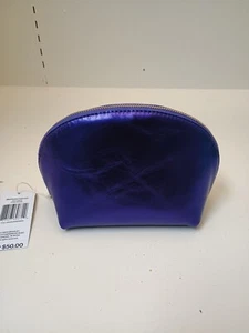 Vera Bradley Mini Dome Cosmetic In Purple Metallic Sheepskin Leather - Picture 1 of 3