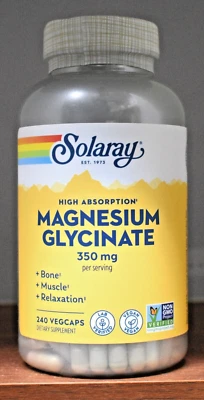 Solaray Magnesium Glycinate 350 mg 240 Capsules VegCaps High Absorption - Image 1 of 4