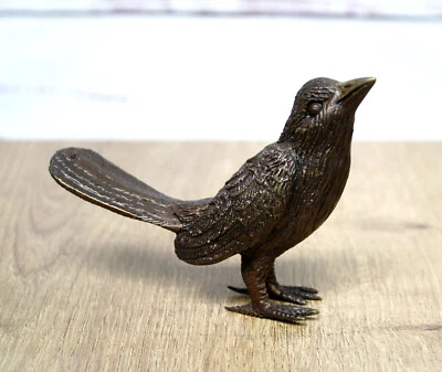 Figura de bronce pájaro con alas cerradas decoración para hogar y jardín