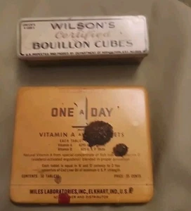 VTG One A Day Tin Miles Laboratories, Elkhart, IN & Wilson's Bouillon Cube Tin - Picture 1 of 10