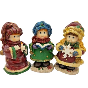 Juego de 3 estatuillas vintage de villancicos de Navidad para niños de resina 5" retro - Imagen 1 de 24