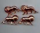 1 VINTAGE COPPER COATED ACRYLIC 65x37mm. PUFF DOUBLE SIDED LION BEAD PENDANT 149