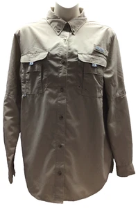 Women's Medium COLUMBIA Beige Long Sleeve Shirt Omni-Shade 50 UPF NWT - Picture 1 of 15