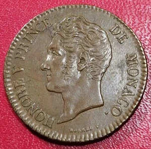 MONACO **** HONORE V **** 5 Ct Centimes 1837 MC TTB - Imagen 1 de 2