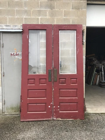 MAR Back Pair Antique Raised Panel Oak Swing Door Double Door 5’1/2 X 93.5 Cover