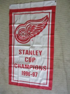 DETROIT RED WINGS 1996-97 STANLEY CUP CHAMPIONS 3' x 5' NYLON NHL HOCKEY BANNER - Picture 1 of 5