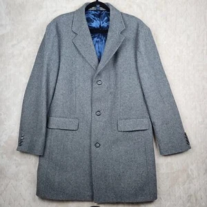 J Crew Topcoat Mens Large Cashmere Wool Blend Classic Gray Preppy Capsule Staple - Picture 1 of 10