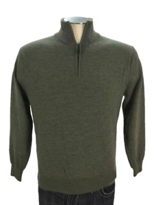 Jos A Bank Signature Collection Merino Wool 1/2 Zip Sweater M Green Pullover Men - Picture 1 of 3