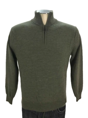 Jos A Bank Signature Collection Merino Wool 1/2 Zip Sweater M Green Pullover Men - Image 1 of 3