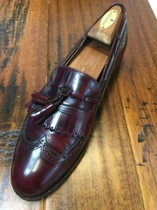 Mario Bruni Men's 8 W Loafers Dress Shoes Tassel Slip on Burgundy Made Italy - Picture 1 of 11