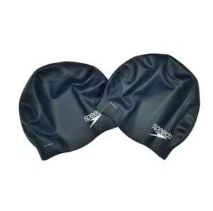Speedo Swim Cap Unisex Adult Silicone Competition Navy Swimming Cap One Size x 2 - Picture 1 of 10