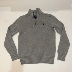 Polo Ralph Lauren Boys Large 14/16 Gray Quarter Zip Sweater preppy old money - Picture 1 of 5