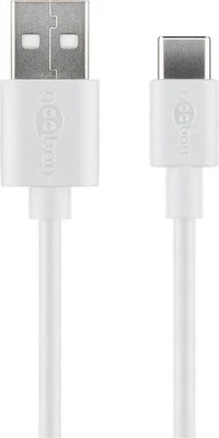 GOOBAY 2m USB C Kabel SCHNELL Ladekabel Datenkabel für Samsung Galaxy Huawei Weiß