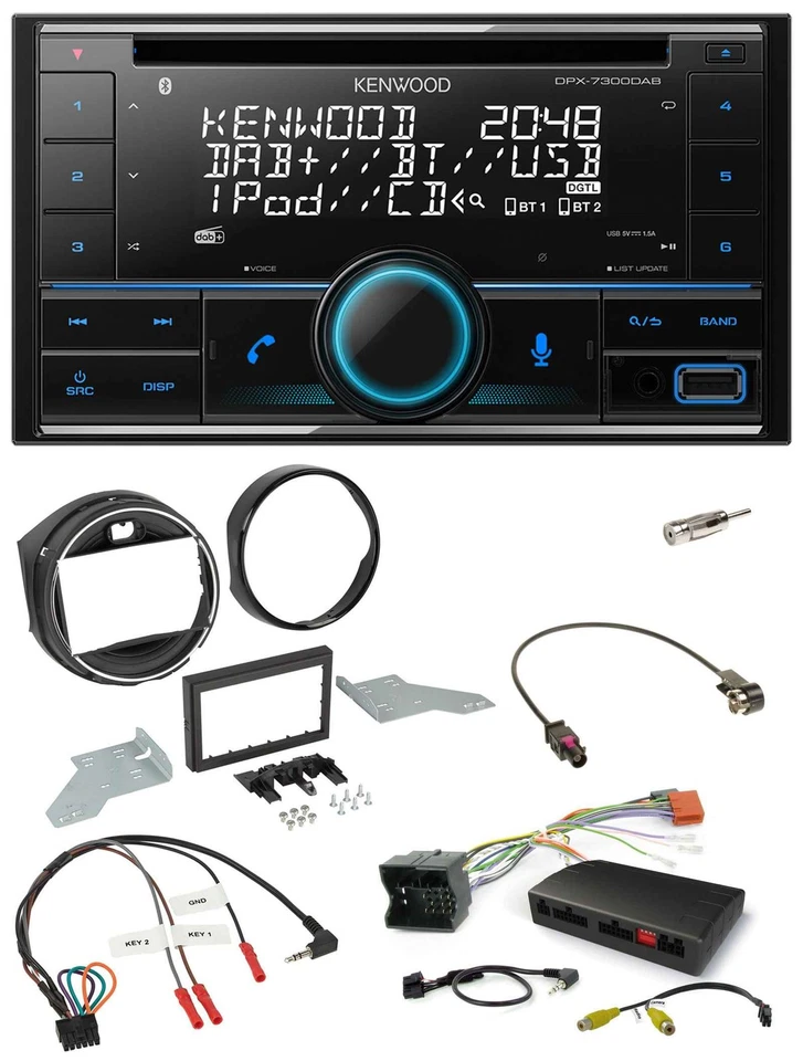 Kenwood CD 2DIN DAB USB Lenkrad Bluetooth Autoradio für BMW Mini F55/F56 2013-20 - Bild 1 von 4