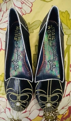Darth Vader Star Wars Black and Gold Slip-On Shoes, Size 10 - Image 1 of 4
