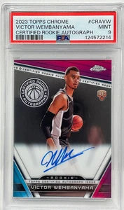 PSA 9 MINT 2023 TOPPS CHROME VICTOR WEMBANYAMA CERTIFIED RC AUTOGRAPHS SPURS - Picture 1 of 2