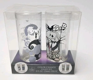Disney The Nightmare Before Christmas Color Changing 8oz Glass Tumbler Set NEW - Picture 1 of 6