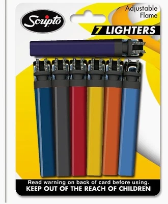 Encendedor Scripto Vistas Encendedores Vista Chispa Llama Ajustable Paquete de 7 Desechables Nuevo Foto 1 de 3