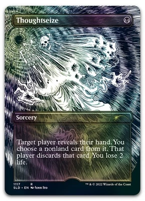 Thoughtseize (Borderless) (Foil Etched) #1117 NM Secret Lair Drop SLD Magic MTG - Image 1 of 2