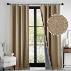 Linen Textured 100% Blackout Curtains for Bedroom, Insulating Energy Saving W... - Picture 1 of 7