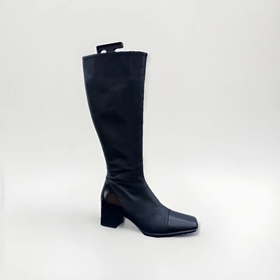 Vintage Bally Black Leather Knee High Toe Cap Boots Size Eu 38.5 Uk 5.5 - image 1 of 4