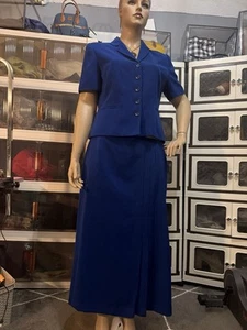 Sag Harbor Royal Blue Lined Skirt Suit Set Blazer Long Skirt Sz 18 - Picture 1 of 7