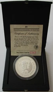 Australia 2 dólares 1992 Cucaburra 2 OZ plata prueba - Imagen 1 de 1