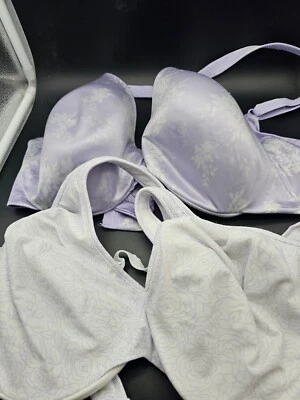 Bali Sujetadores 42 C Lavanda Y Blanco Floral Lote De 2 Cobertura Completa Con Aros Foto 1 de 4