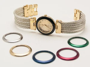 St.BERNARD:WOMEN'S STAINLESS STEEL GD/SIL FINISH BAND ANALOG WATCH WITH 6 BEZELS - Picture 1 of 8