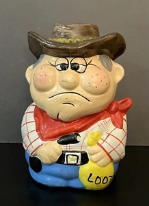 Cartoon Cowboy Outlaw Ceramic Coin Bank - Picture 1 of 11