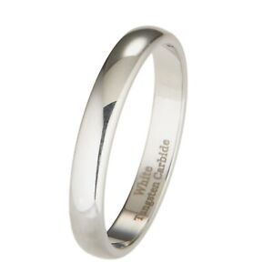 3mm-10mm White Tungsten Carbide Polished Wedding Ring * Custom Engraved *