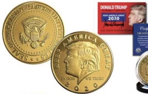 DONALD J. TRUMP OFFICIAL Presidential 24K Gold Plated 2020 Coin USA 45 President - Picture 1 of 4