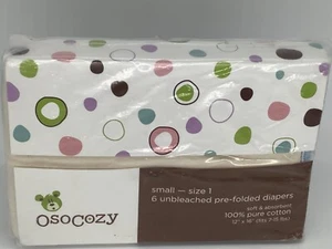 Osocozy Prefolded Cloth Diapers Size 1 - Unbleached Pack of 6 Small - Picture 1 of 8