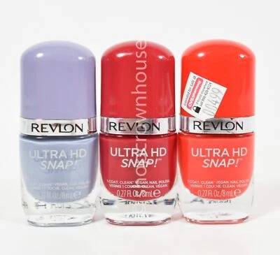 3 Revlon Ultra HD Snap! Vegan Nail Polish 0.27 Fl Oz  #016 - #030 - #031 - Image 1 of 3