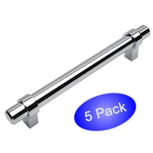 *5 Pack* Cosmas Cabinet Hardware Polished Chrome Euro Bar Pulls #161-128CH - Picture 1 of 1