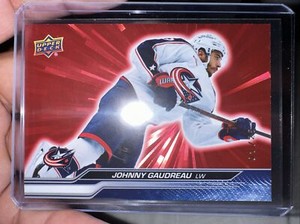 2023-24 Upper Deck Series 1 Outburst Red Johnny Gaudreau /25