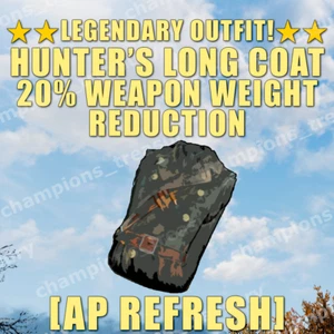 FALLOUT 76 PC LEGENDARY HUNTER'S LONG COAT WEAPON WEIGHT REDUCTION + AP REFRESH - Picture 1 of 1