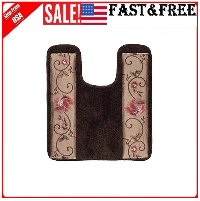 Alfombra de baño contorno de baño popular, colección Larissa, 23" x 10,5", diseño rosa Foto 1 de 4