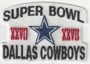 Parche de fieltro blanco de los Dallas Cowboys Super Bowl XXVII 1992 NFL costura 1 disponible - Imagen 1 de 1
