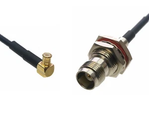 MCX Male Right Angle to TNC Female Bulkhead RF 0.5~15FT Cable For Antenna Radio - Picture 1 of 3