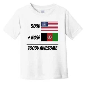 50% estadounidense + 50% afgano = 100% impresionante linda bandera de Afganistán niño pequeño camiseta - Imagen 1 de 2