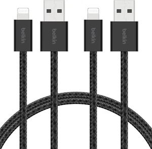 Belkin 2-Pack Braided USB-C Cable MFI Certified Lightning 5ft Fast Charge Black - Zdjęcie 1 z 6