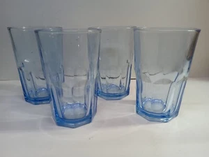 Set Of 4 ~ Vintage Libbey Crisa Light Blue Drinking Glasses ~ 8 Paneled Tumblers - Picture 1 of 6